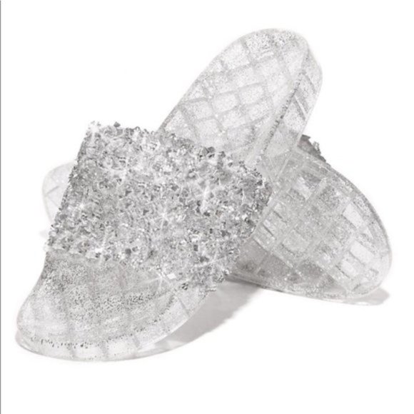 RESTOCKED!! Embellished Sparkle Slides in Silver - Picture 6 of 6